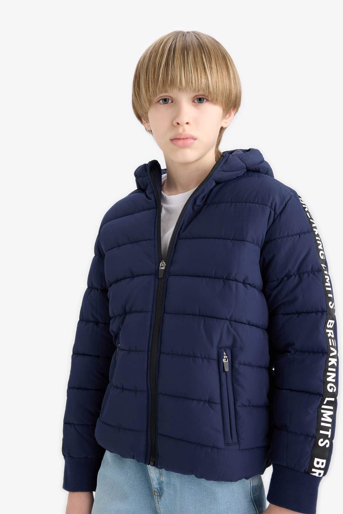 Boys Waterproof Hooded Fleece Lined Zippered Puffer Jacket