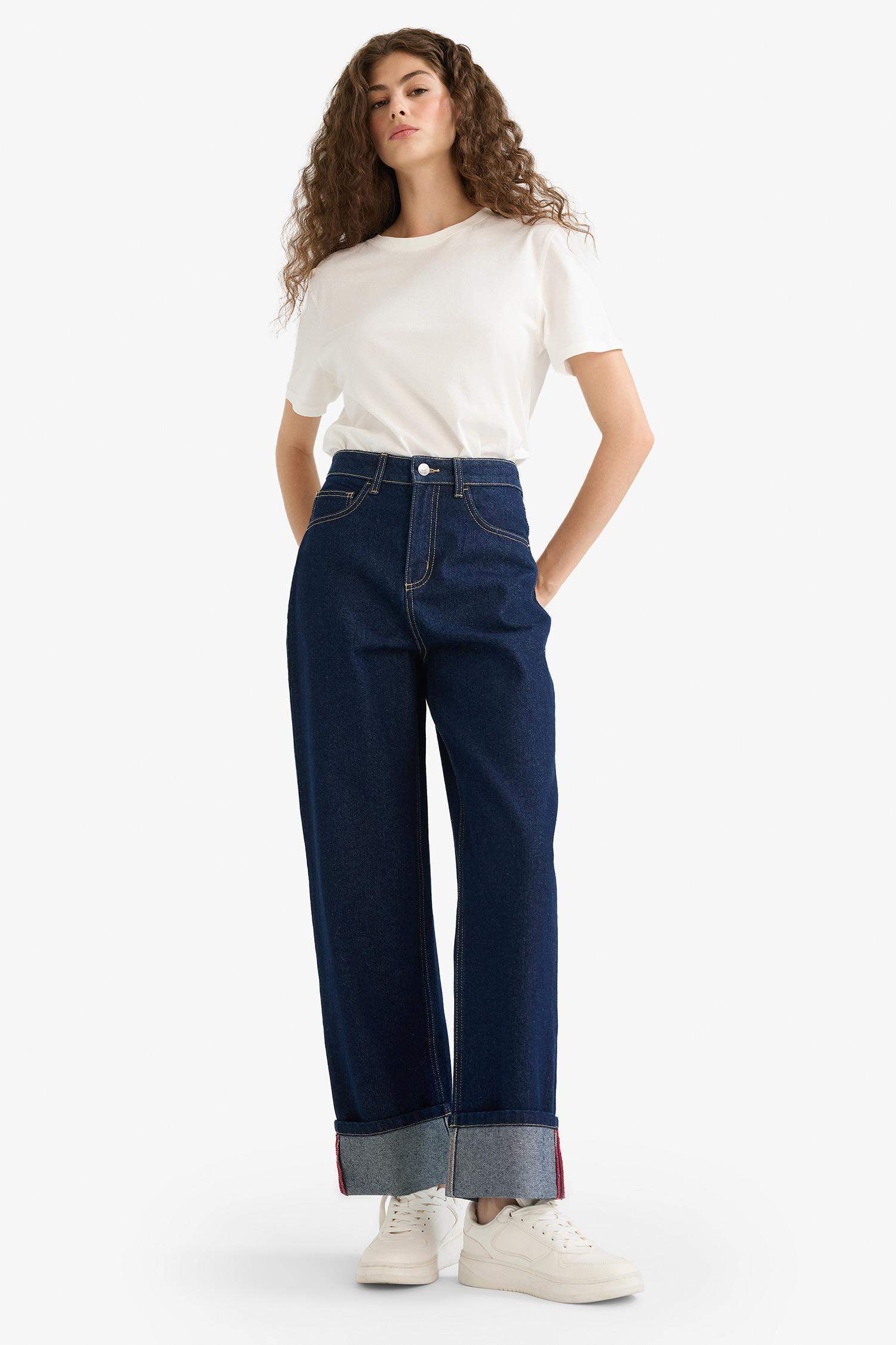 Relax Fit High Waist Straight Leg Jeans