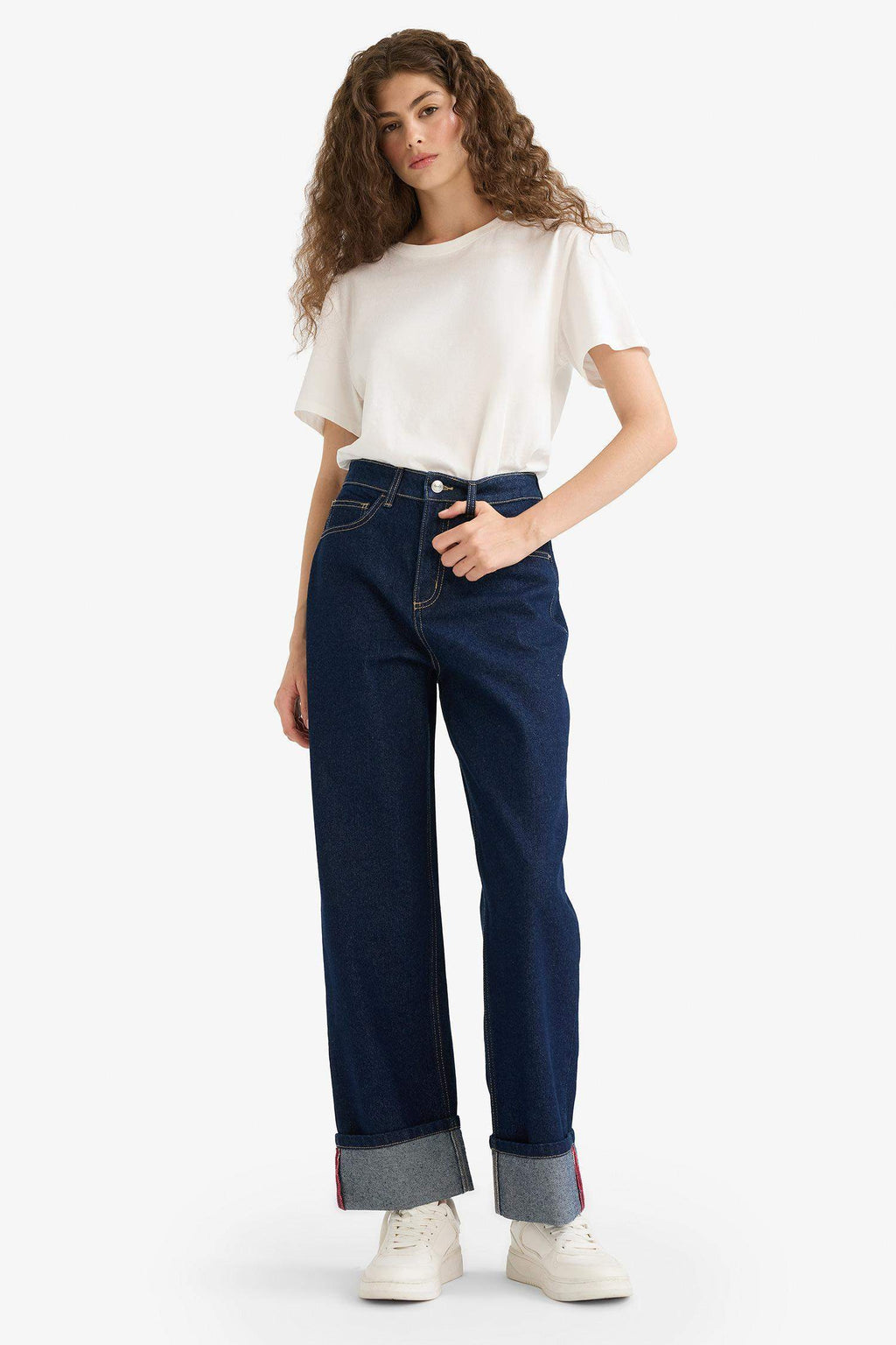 Relax Fit High Waist Straight Leg Jeans