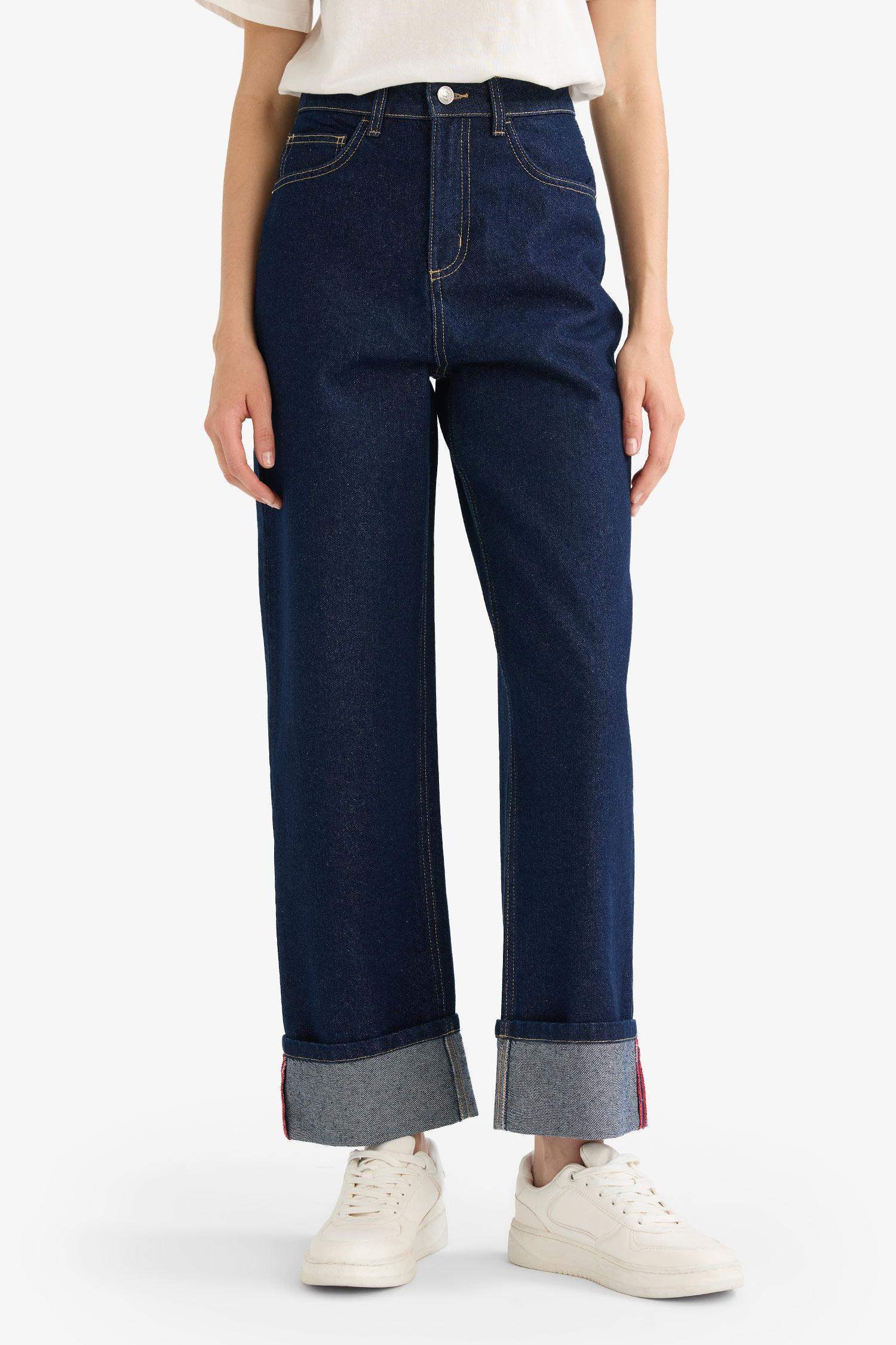 Relax Fit High Waist Straight Leg Jeans