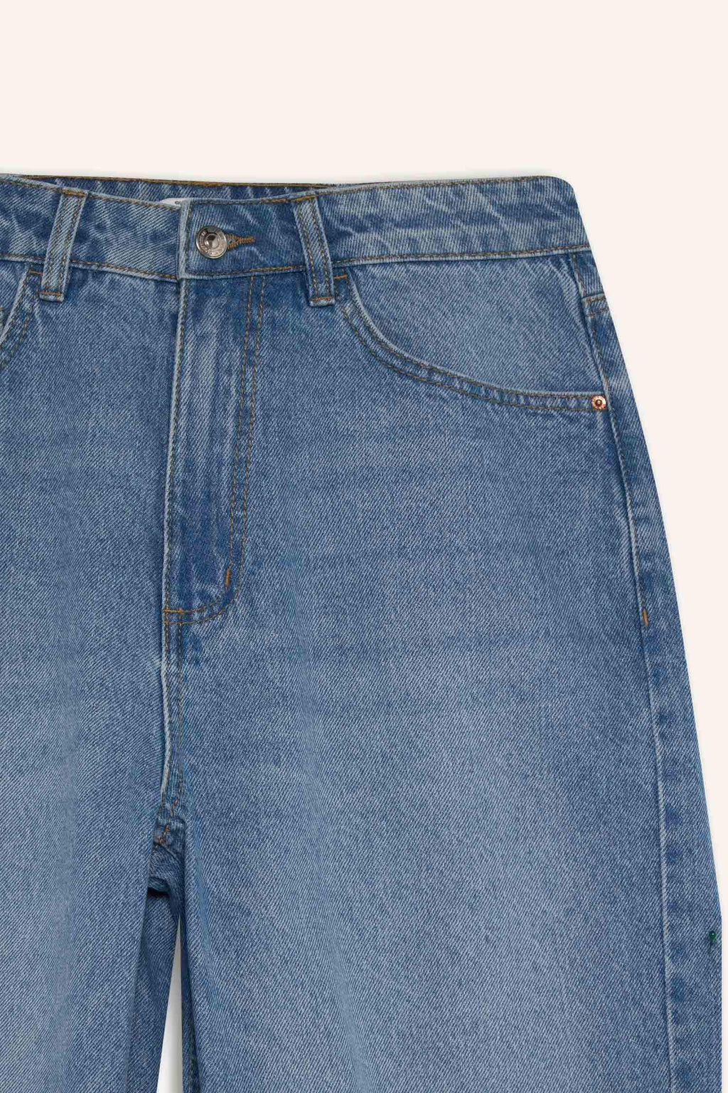 Regular Hem Denim High Waist Trousers