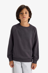 Boys Crew Neck Basic Plain School Sweatshirt