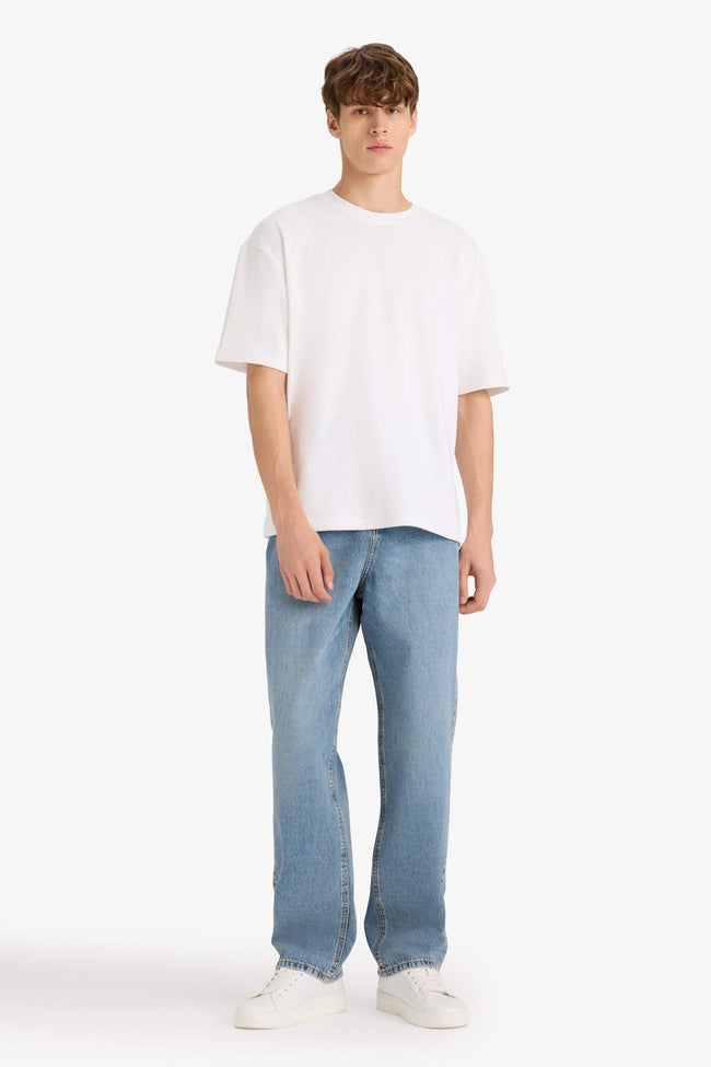 100% Cotton Baggy Fit Normal Waist Wide Leg Jeans Main Image