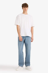 100% Cotton Baggy Fit Normal Waist Wide Leg Jeans