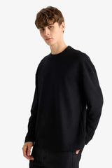 Boxy Fit Relaxed Cut Crew Neck Cotton Long Sleeve T-Shirt