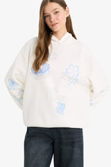 Cool Oversize sweatshirt with a wide fit, hood, print and thick fabric