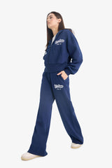 Cool wide leg printed thick fabric trousers