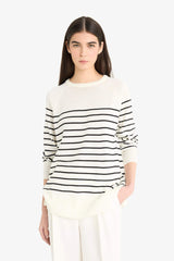 Regular Fit Crew Neck Striped Knit Sweater