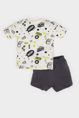 Men's Baby 2 Pcs Set Patterned Short Sleeve T-shirt Shorts