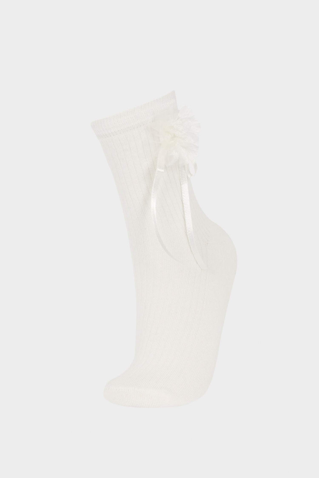 Women Seamless Flower and Ribbon Accessory Combed Cotton Premium Sock Socks