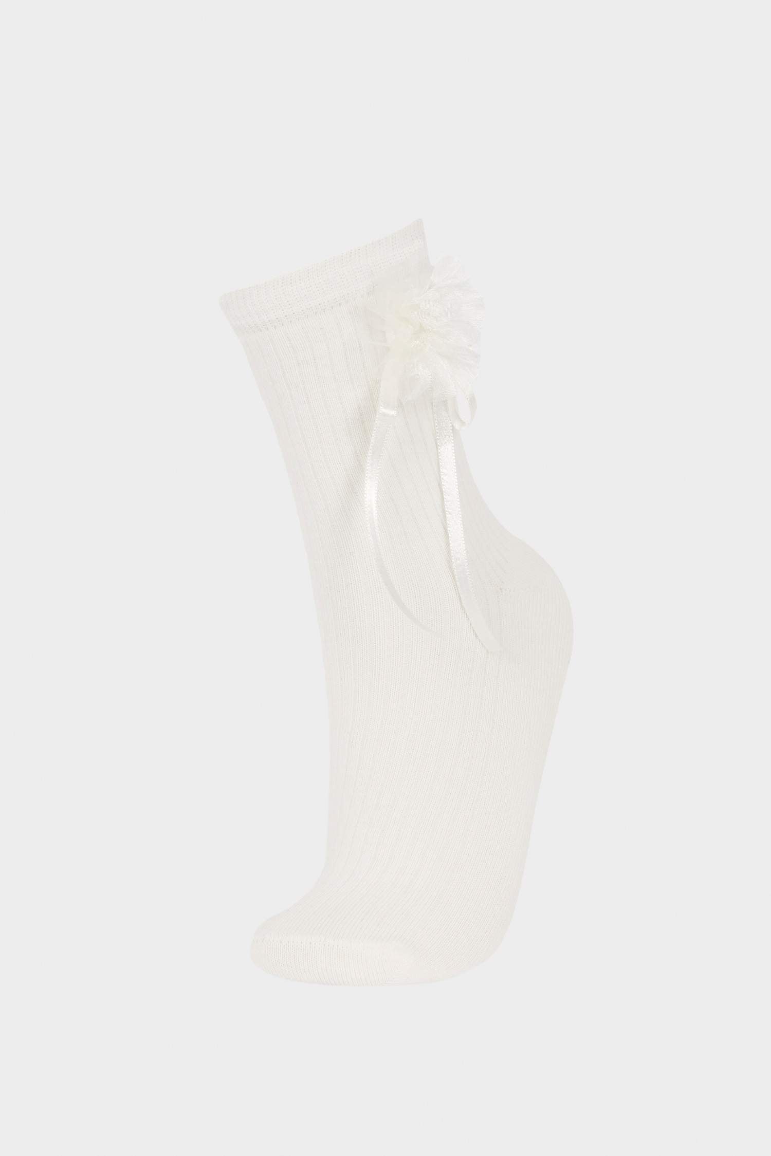 Women Seamless Flower and Ribbon Accessory Combed Cotton Premium Sock Socks
