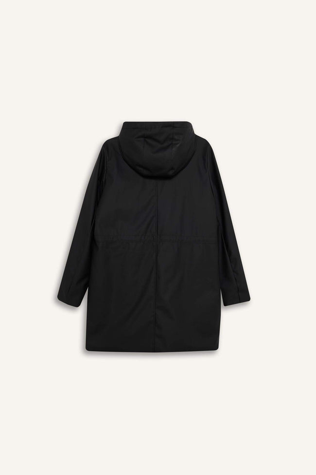 Regular Fit Hooded Faux Leather Raincoat Main Image