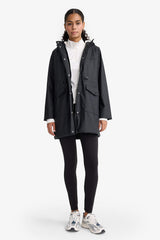 Regular Fit Hooded Faux Leather Raincoat