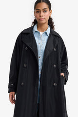Regular Fit Faux Leather Belted Long Trench Coat