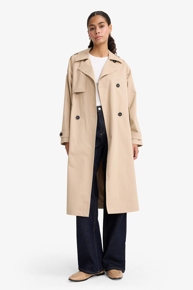 Regular Fit Cotton Belted Long Trench Coat Main Image