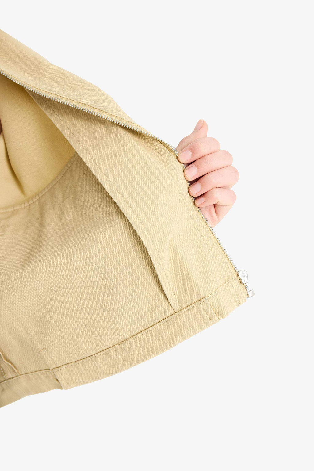 Regular Fit Contrast Collar Zippered Pocket Crop Coat