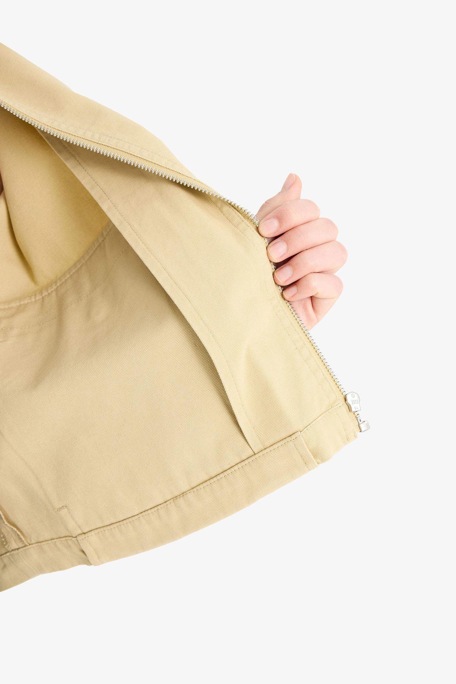 Regular Fit Contrast Collar Zippered Pocket Crop Coat