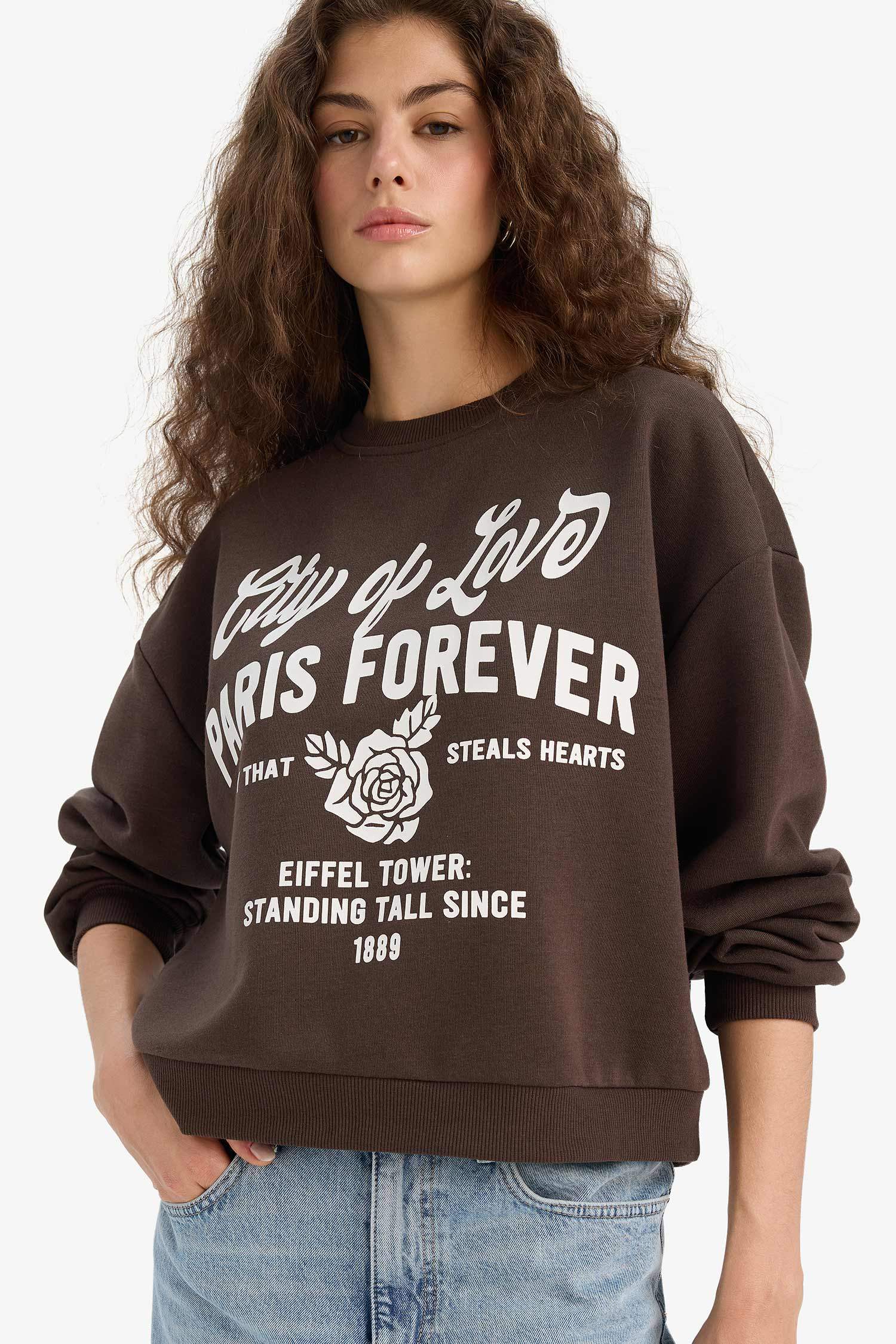 Regular Fit Crew Neck Printed Sweatshirt