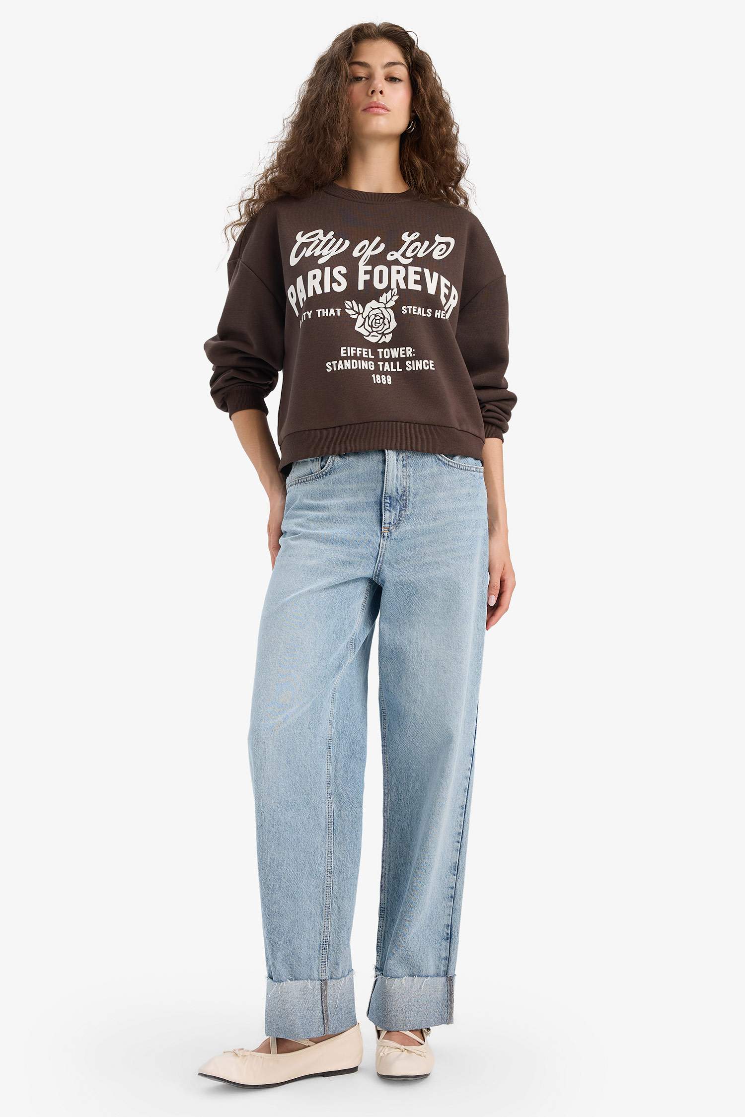 Regular Fit Crew Neck Printed Sweatshirt