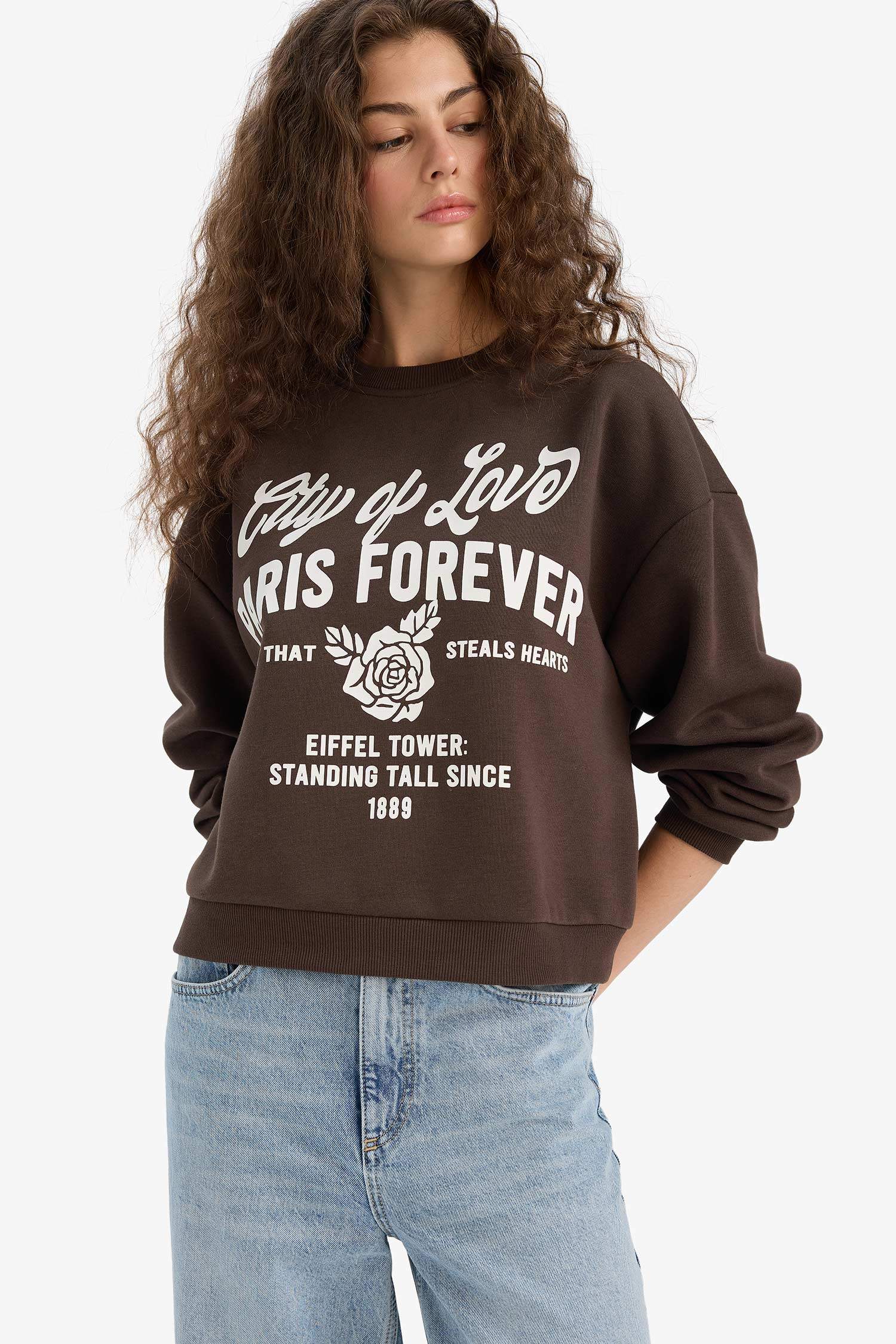 Regular Fit Crew Neck Printed Sweatshirt