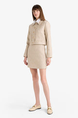 High-waisted A-line skirt with tweed lining