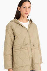 Waterproof Regular Fit Hooded Zippered Quilted Coat