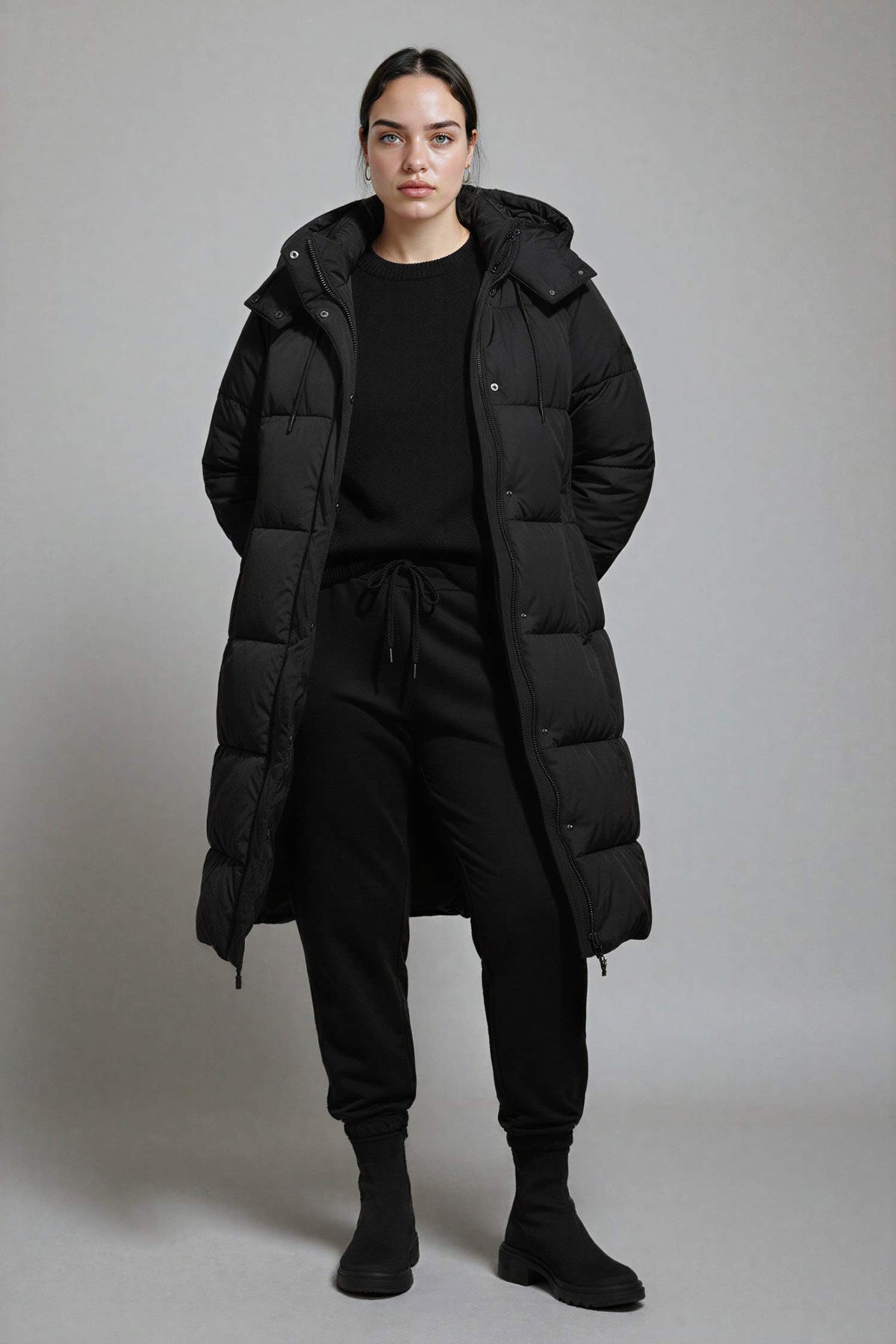 Waterproof Regular Fit Hooded Zip-Up Long Jacket