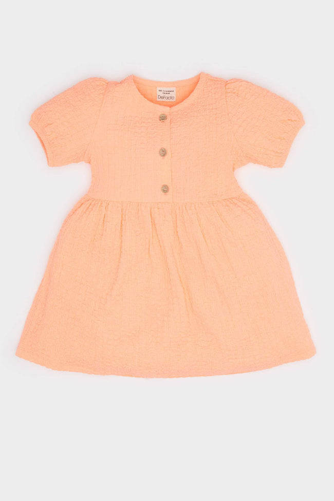 Baby Girl Short Sleeve Crepe Dress Main Image