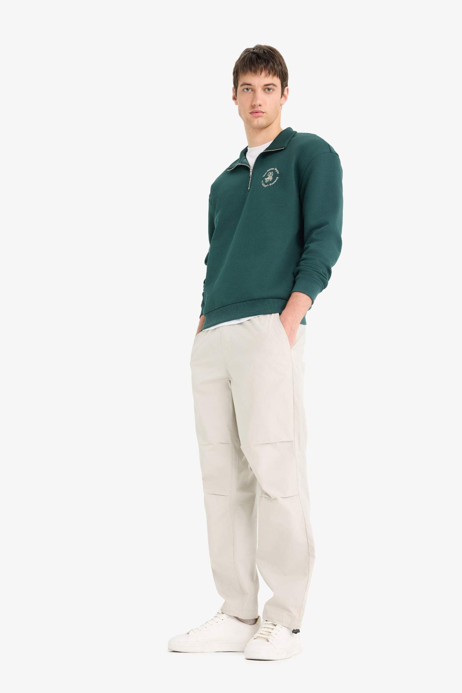 100% Cotton Wide Leg Elastic Waist Tie-Down Parachute Jogger Pants