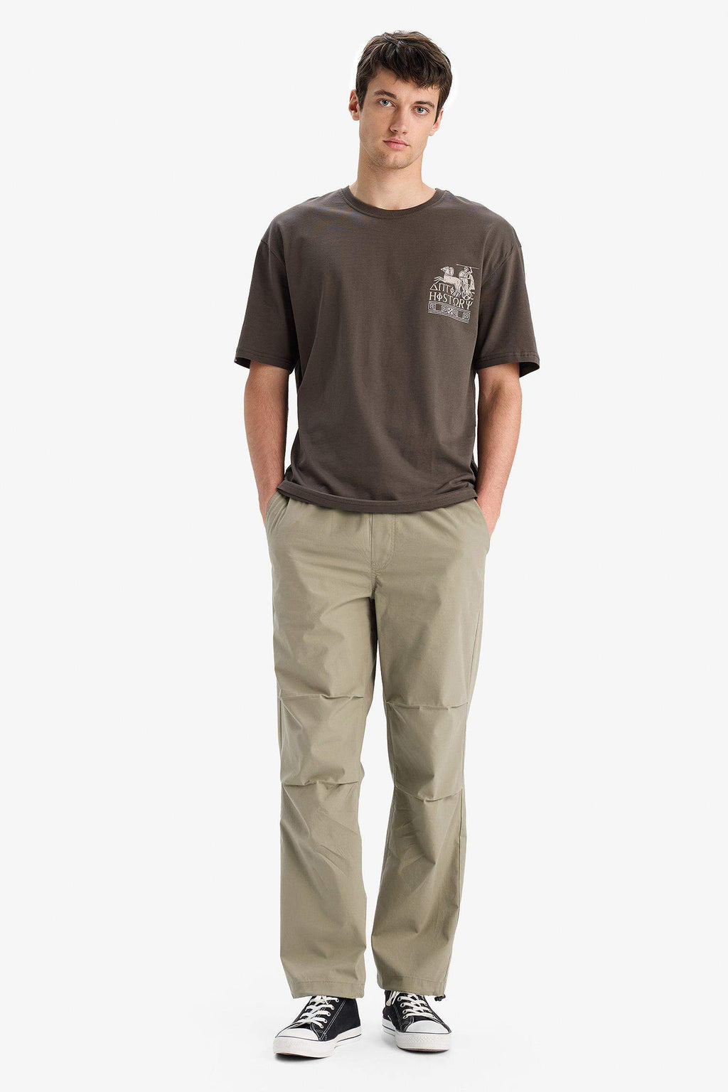 100% Cotton Wide Leg Elastic Waist Tie-Down Parachute Jogger Pants