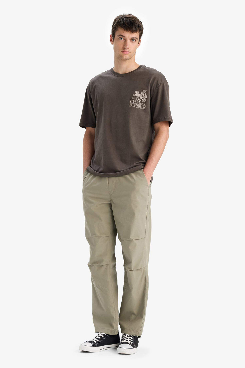 100% Cotton Wide Leg Elastic Waist Tie-Down Parachute Jogger Pants