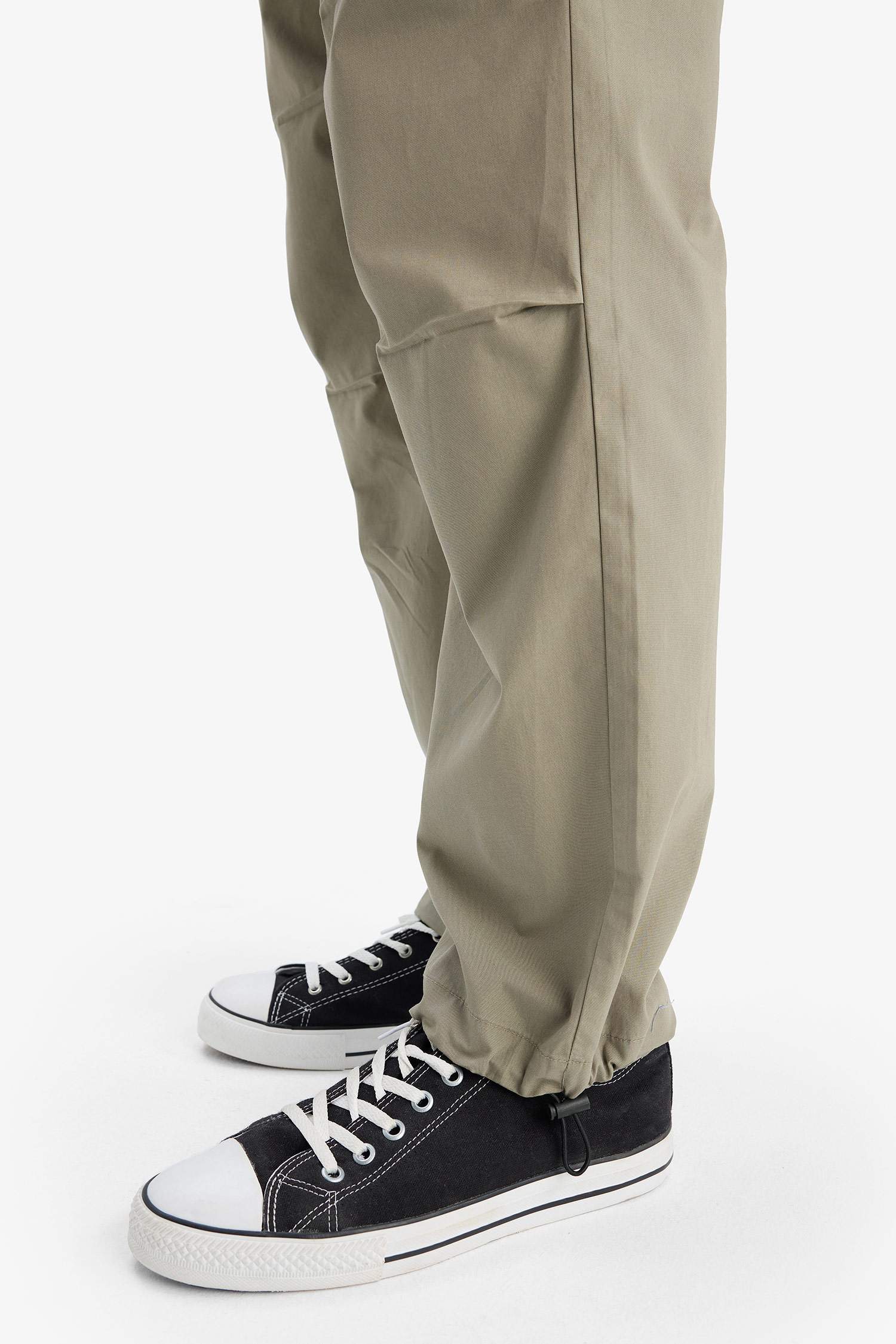 100% Cotton Wide Leg Elastic Waist Tie-Down Parachute Jogger Pants