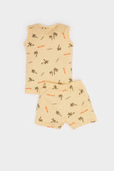 Baby Boy Palm Patterned Undershirt Shorts 2 Piece Set