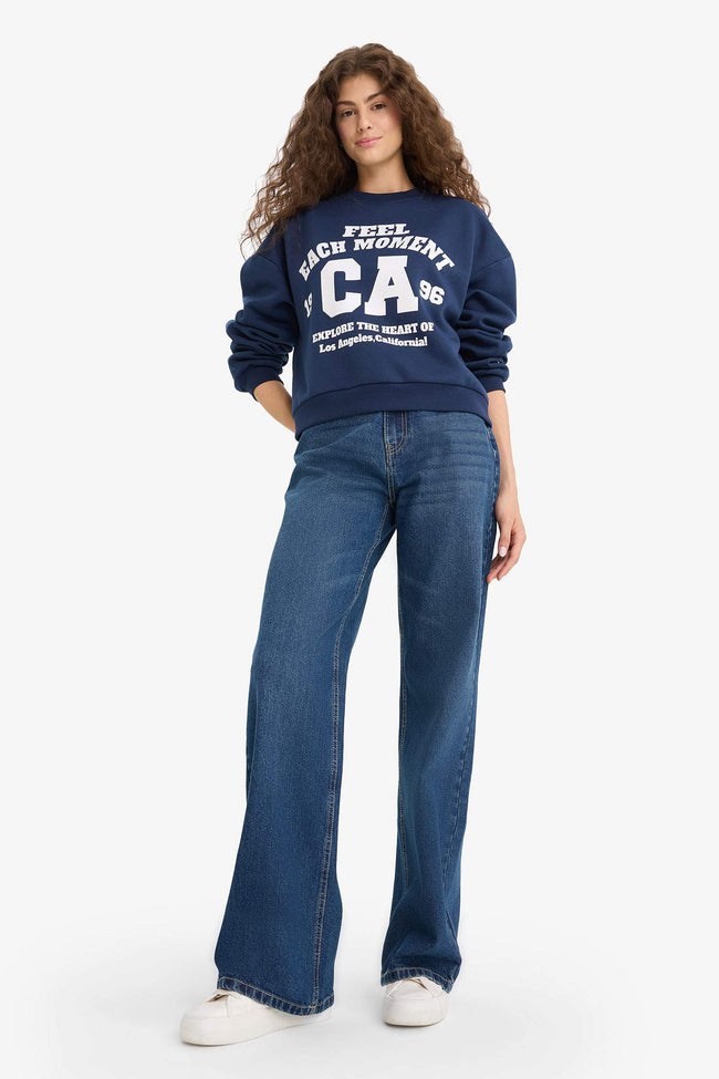 Regular Fit Crew Neck Printed Sweatshirt Main Image