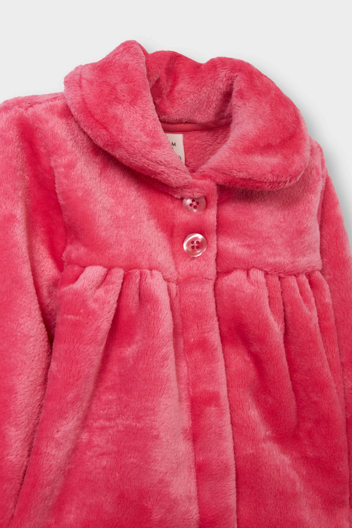 Baby Girl Plush Cardigan with Baby Collar and Buttons