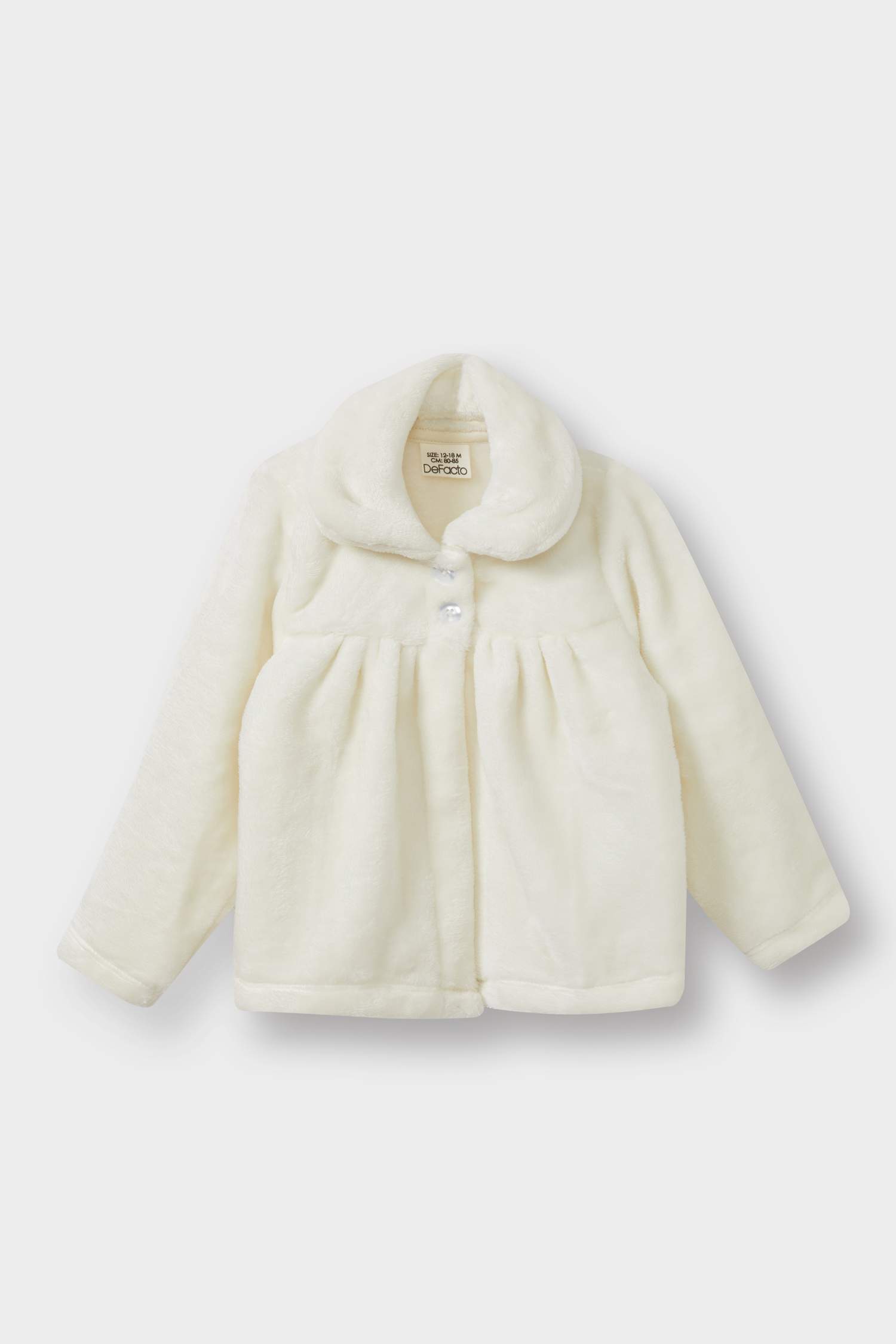 Baby Girl Plush Cardigan with Baby Collar and Buttons