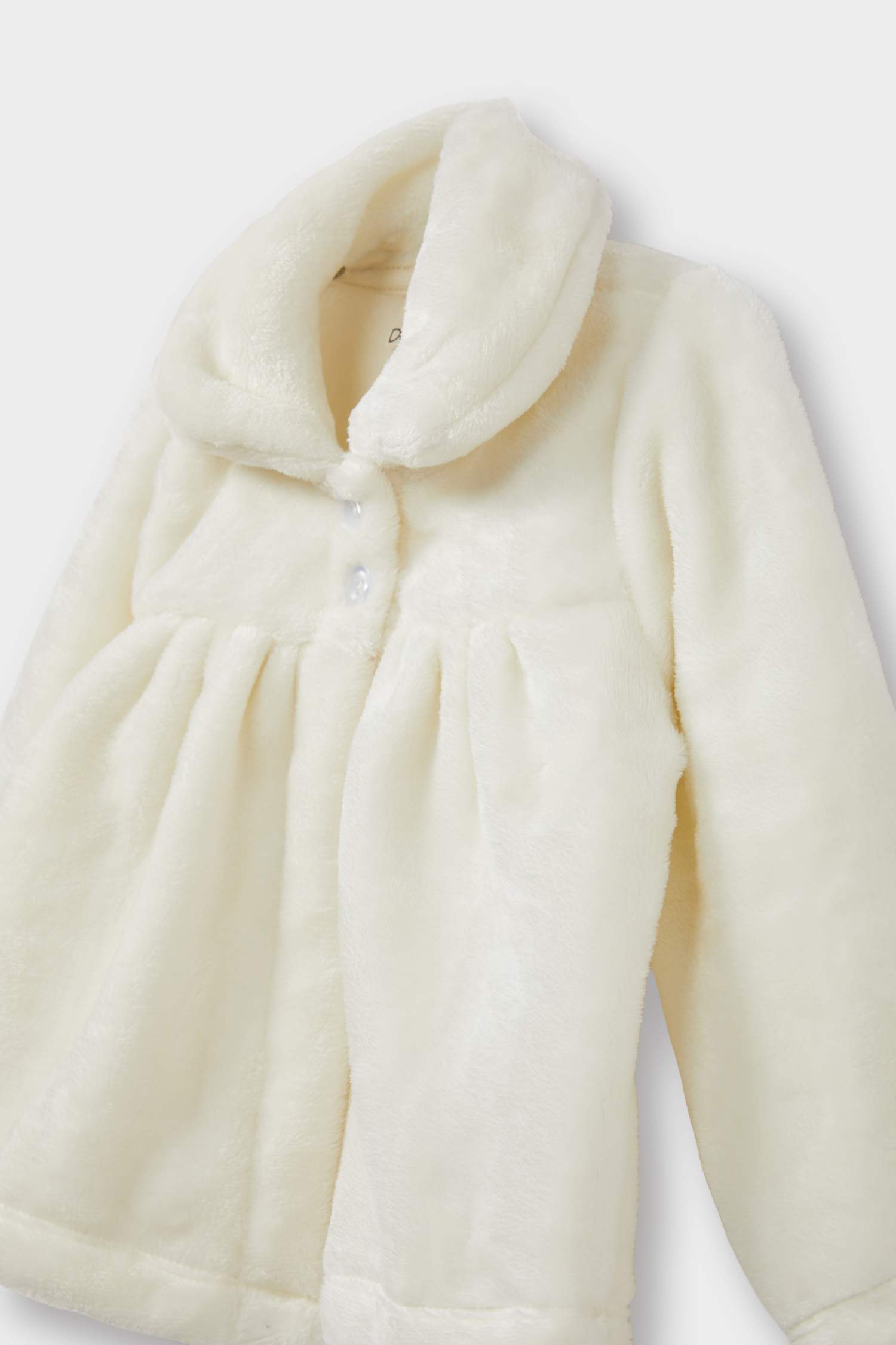 Baby Girl Plush Cardigan with Baby Collar and Buttons