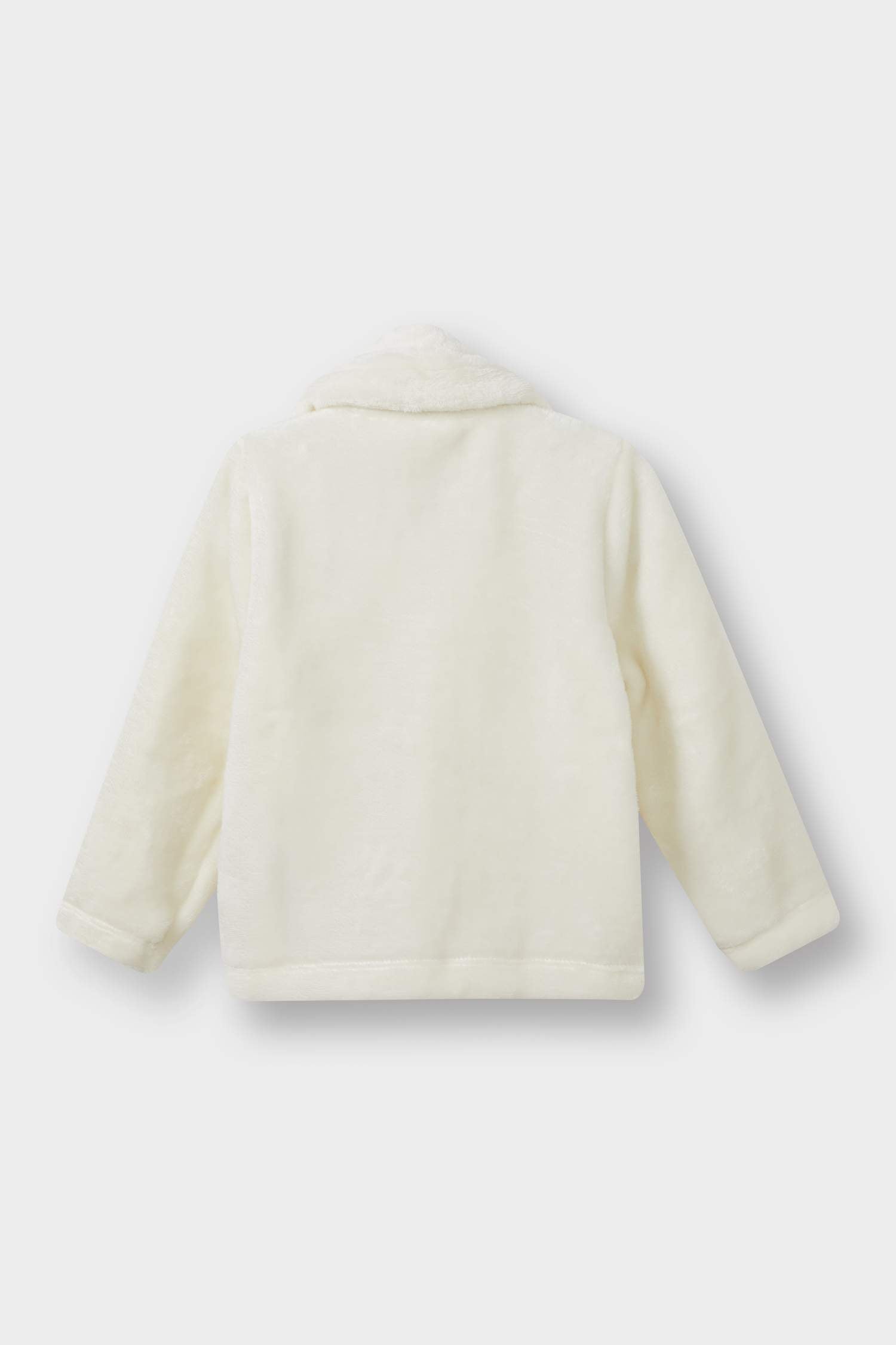 Baby Girl Plush Cardigan with Baby Collar and Buttons