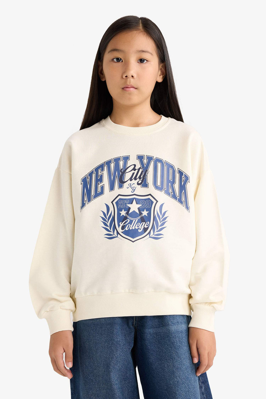 Girls Relax Fit Crew Neck Printed Sweatshirt