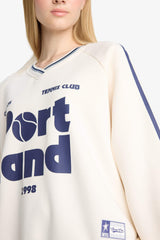 Oversize Wide Mold V Neck Printed Thick Sweatshirt