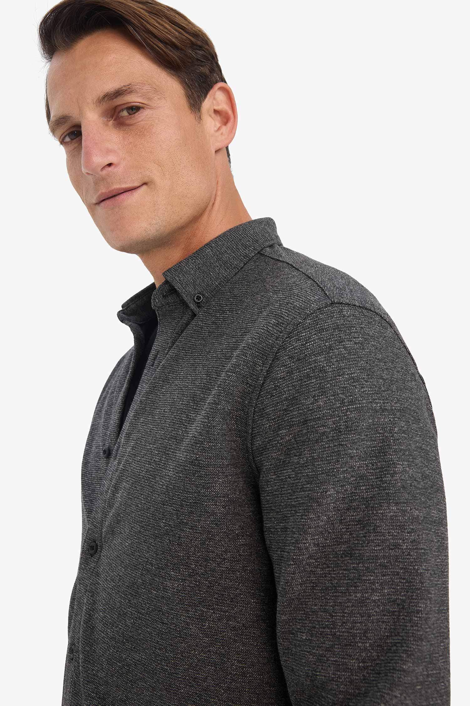 Regular Fit Polo Collar Long Sleeve Shirt