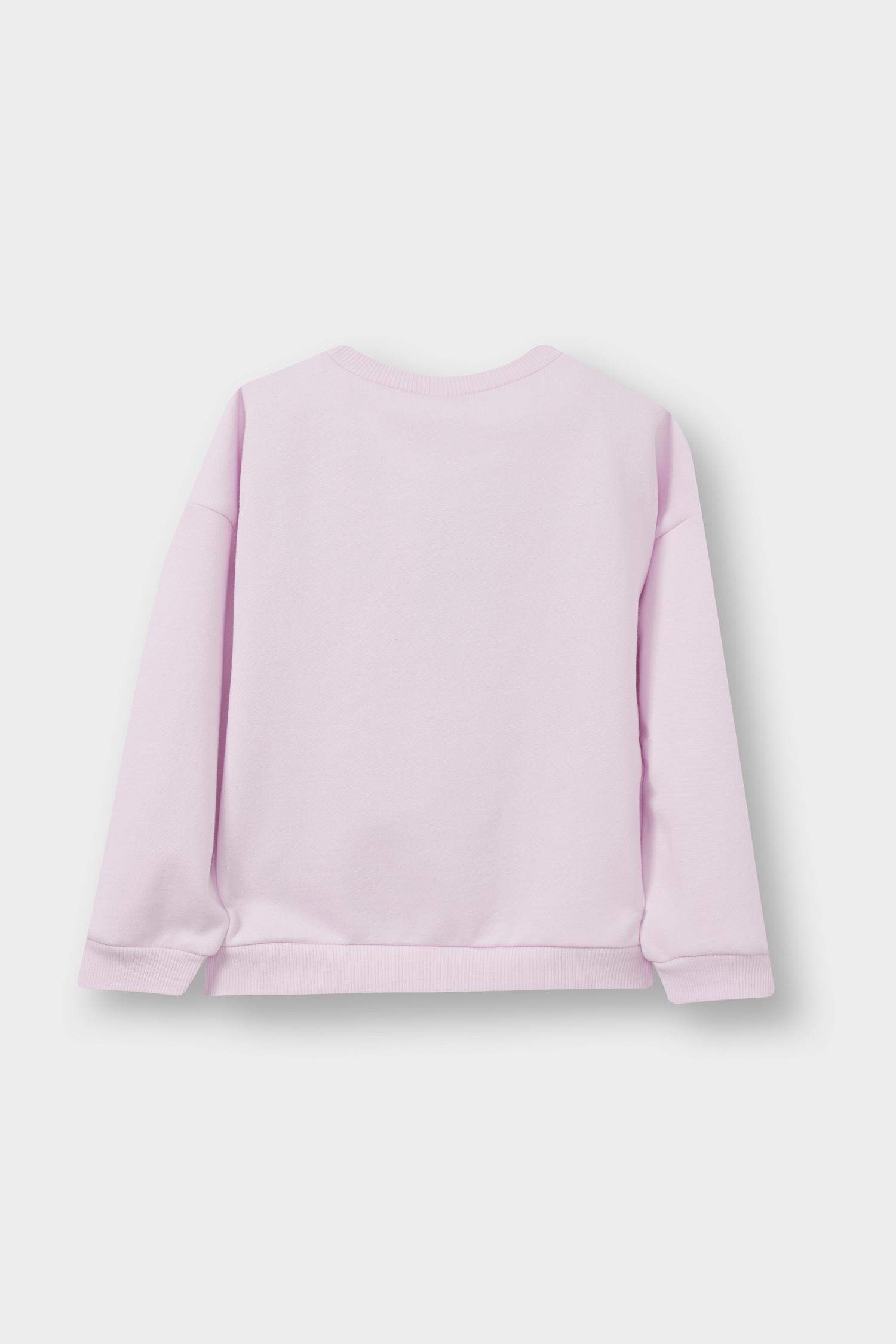 Baby Girl Crew Neck Printed Sweatshirt with Soft Furry Inside