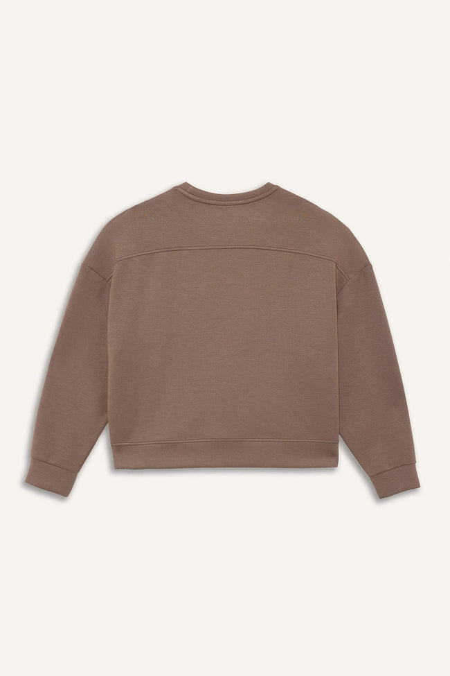 Oversize Loose Fit Crew Neck Modal Sports Sweatshirt Main Image