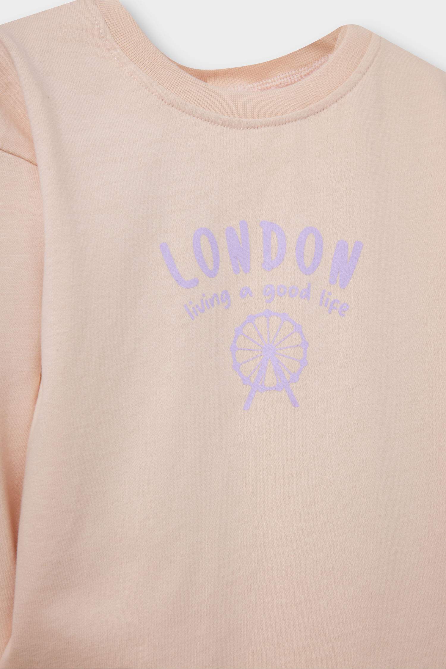 Baby Girl Crew Neck Heart Patterned 2-Pack Long Sleeve T-Shirt