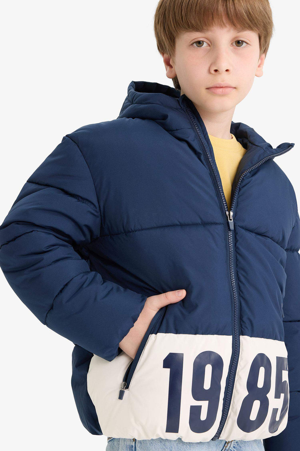 Boys Waterproof Hooded Zippered Puffer Jacket