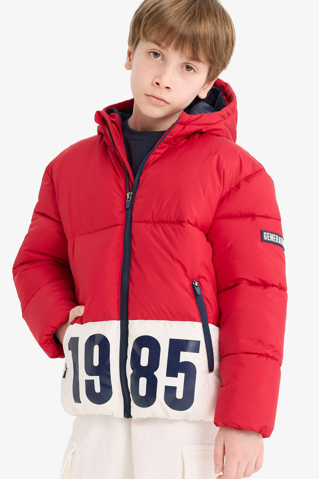 Boys Waterproof Hooded Zippered Puffer Jacket