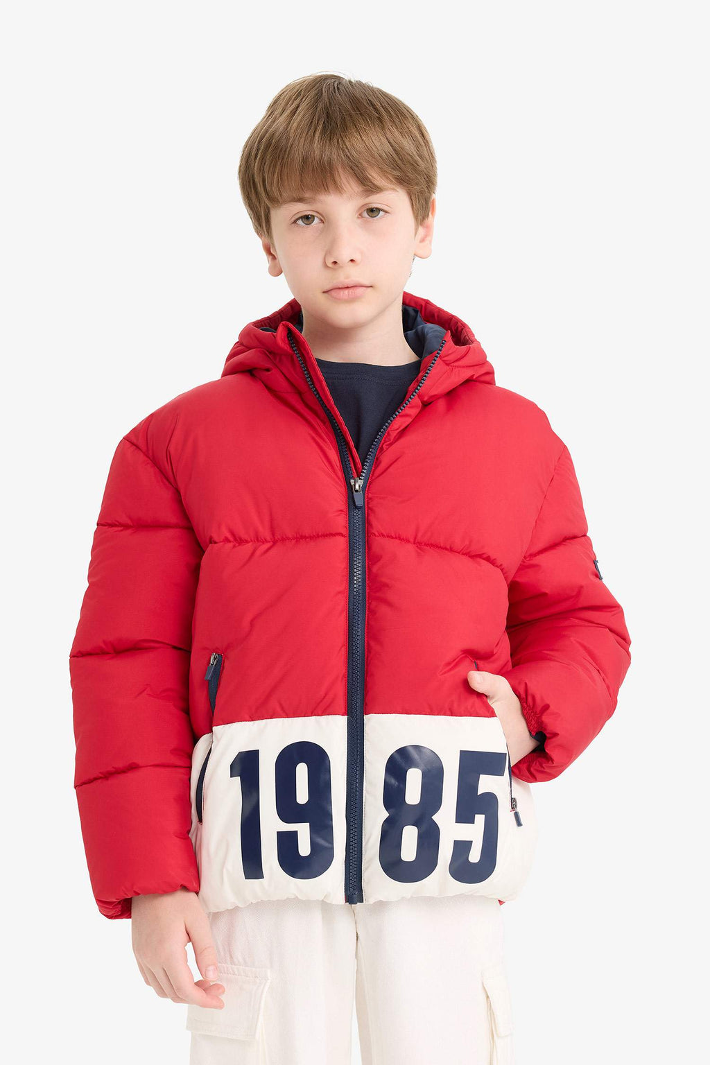 Boys Waterproof Hooded Zippered Puffer Jacket