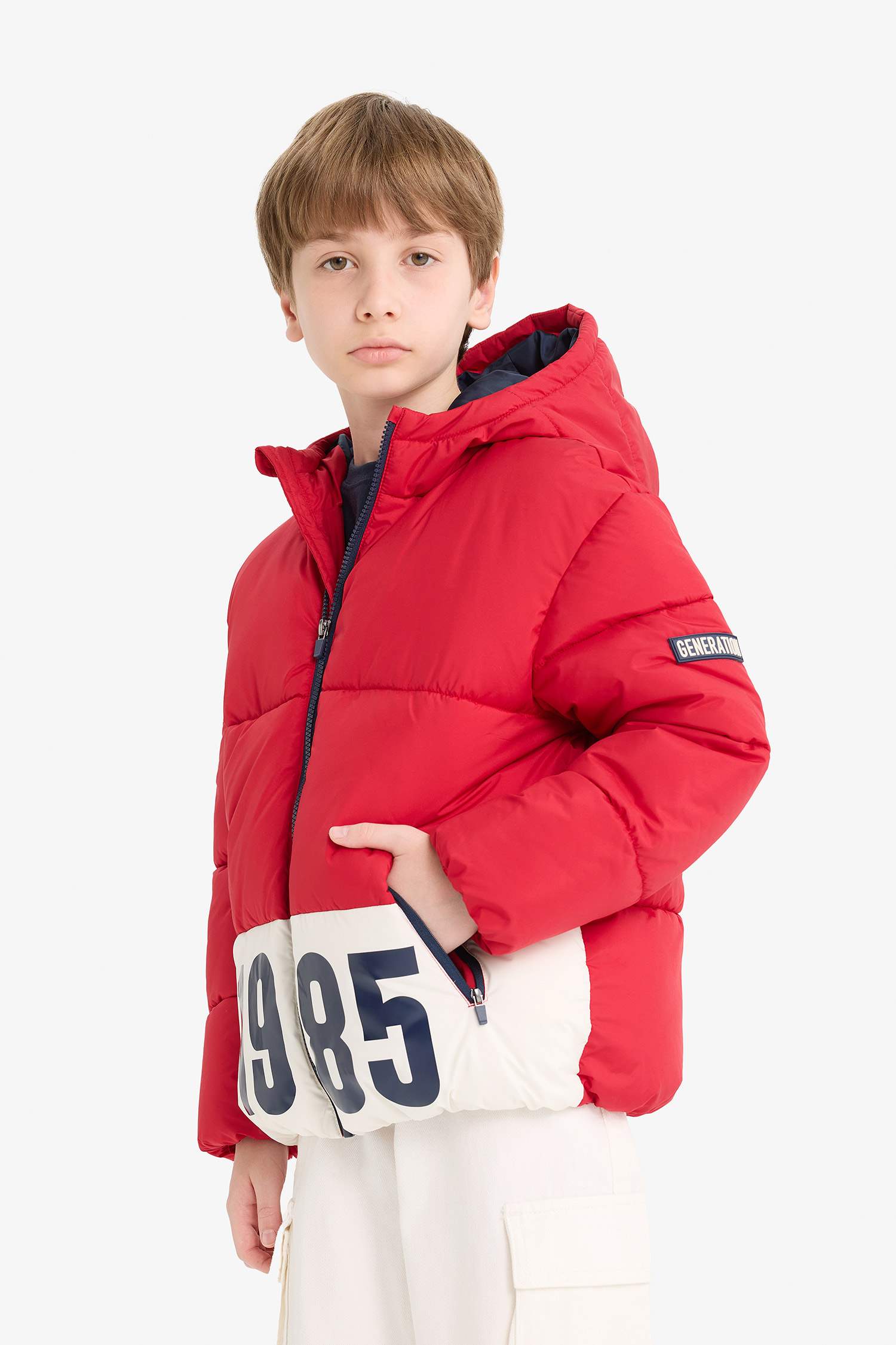Boys Waterproof Hooded Zippered Puffer Jacket
