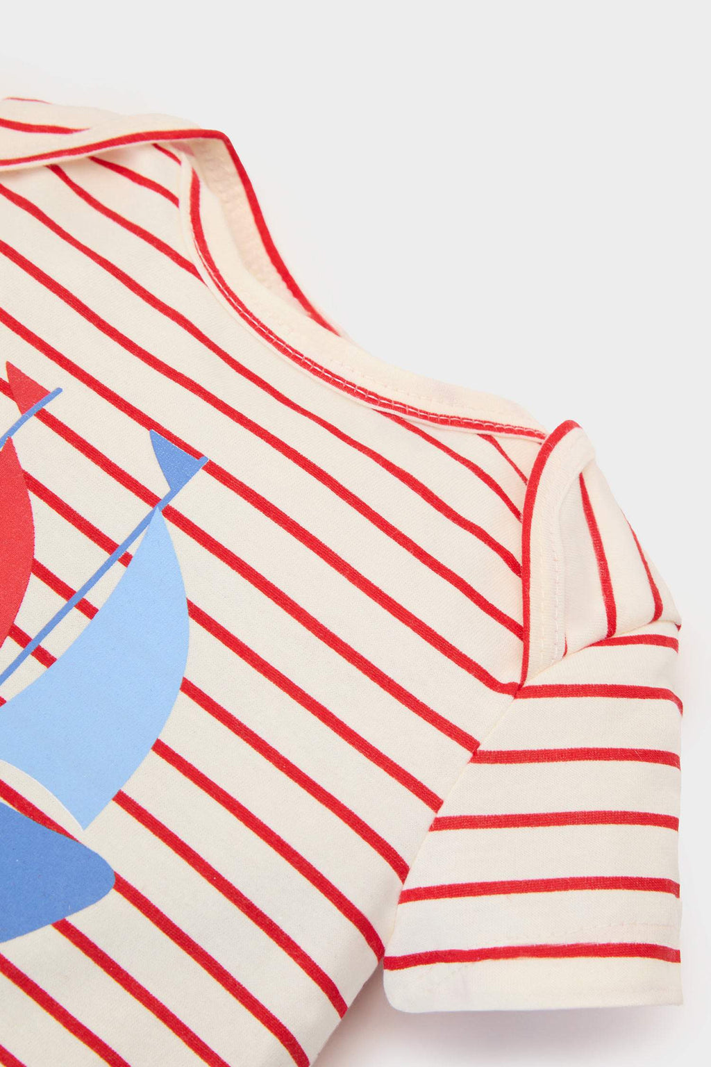 Male Baby Newborn Striped Printed Combed Covering Short Sleeve Coverall