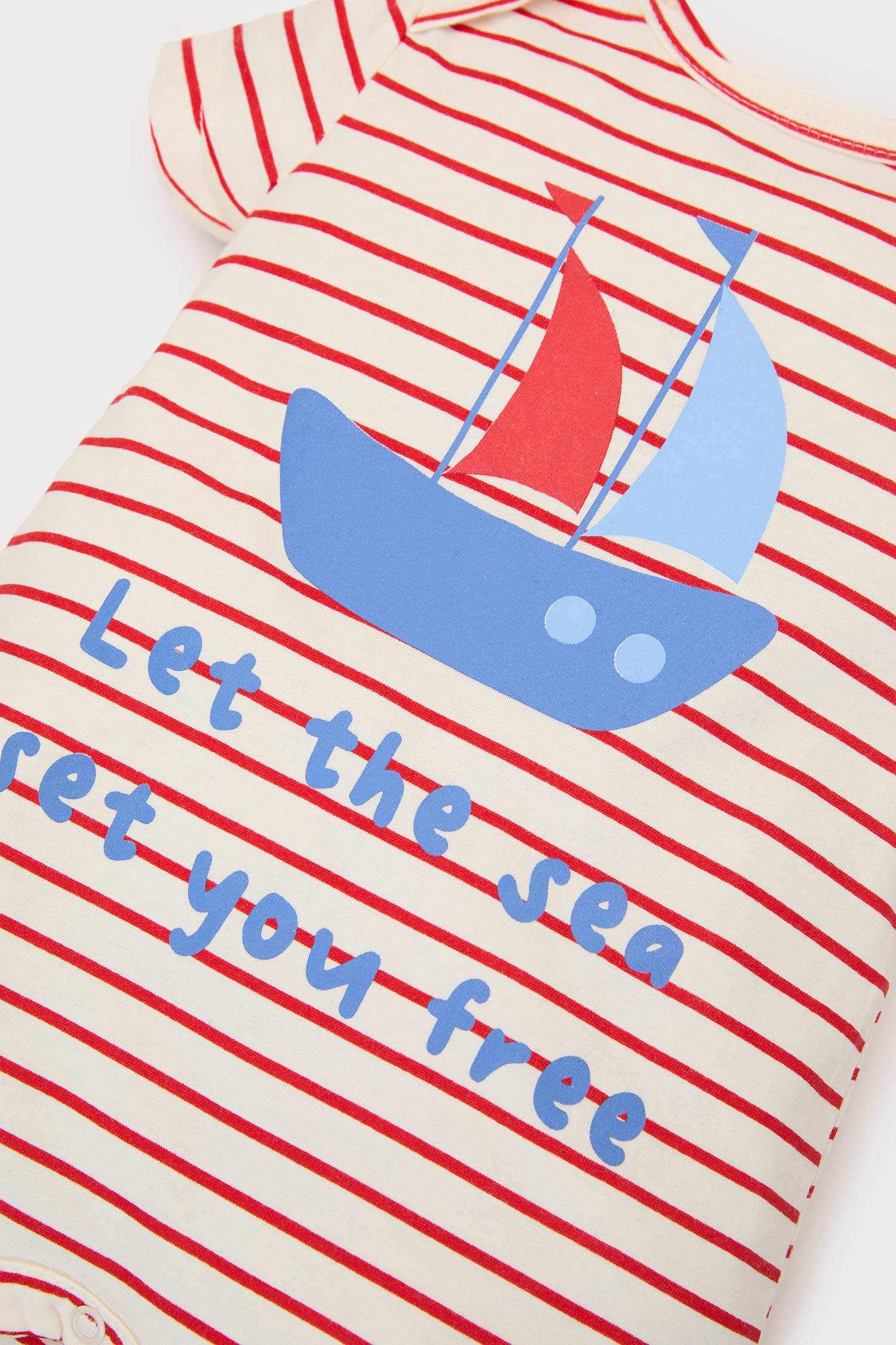 Male Baby Newborn Striped Printed Combed Covering Short Sleeve Coverall